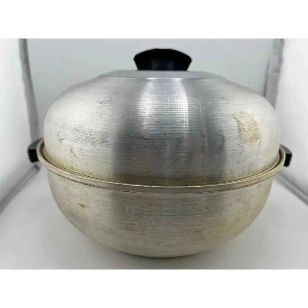 Vintage Silver Aluminum Bread or Bun Warmer 3-Piece‎ Serving Oven